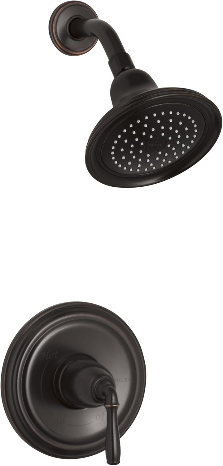 Oil-Rubbed Bronze Shower Valve Trim with Lever Handle and 2.5 gpm Showerhead C22925