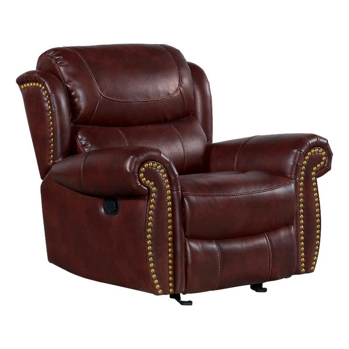 Faux Leather Manual Glider Recliner in Mahogany F707915