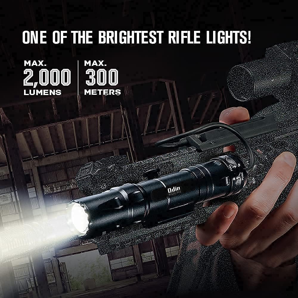 2000 Lumens Rechargeable Picatinny Rail Mounted Tactical Flashlight with Remote Pressure Switch B3864