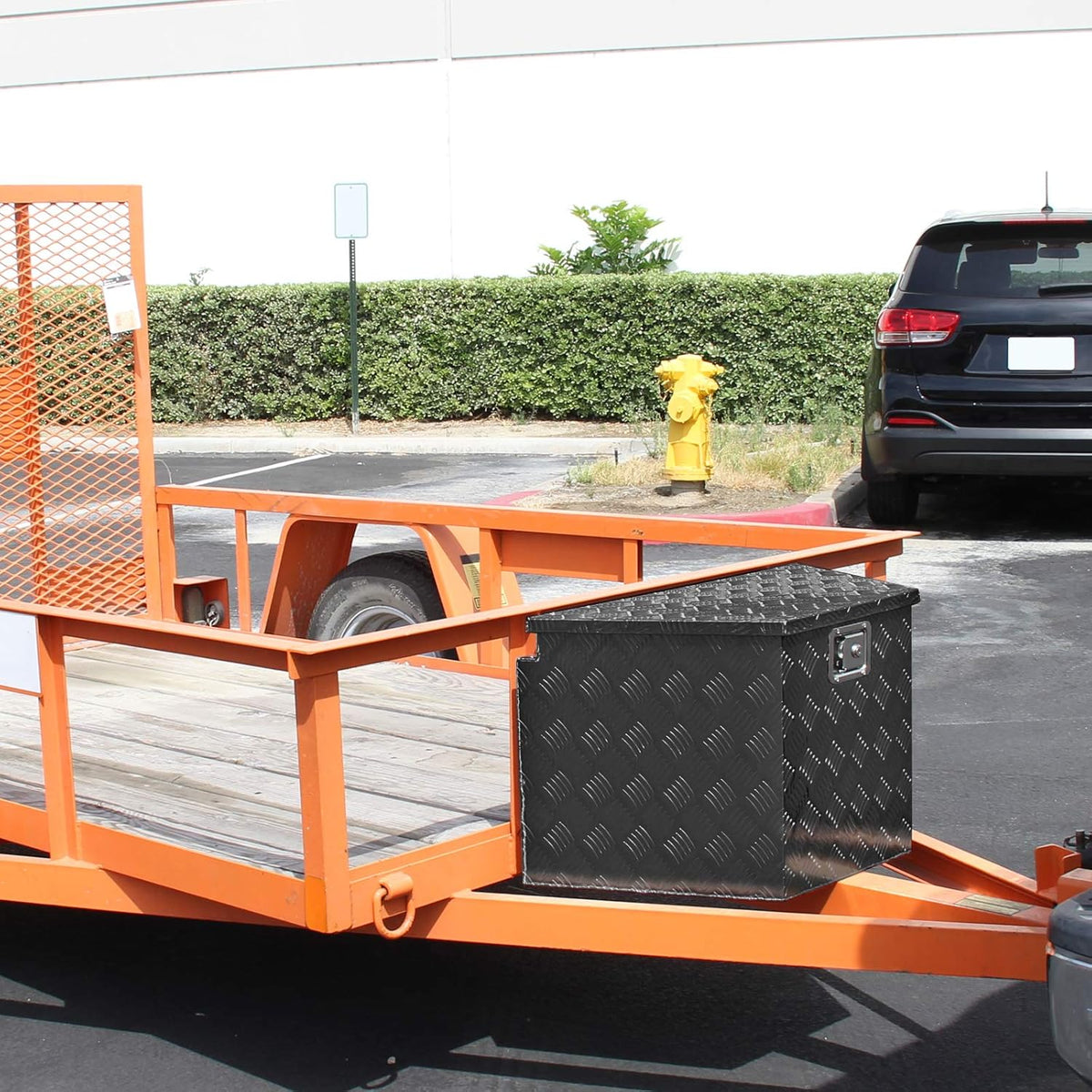 Black Aluminum Underbody Tongue Tool Box Trailer Storage with Lock H97892