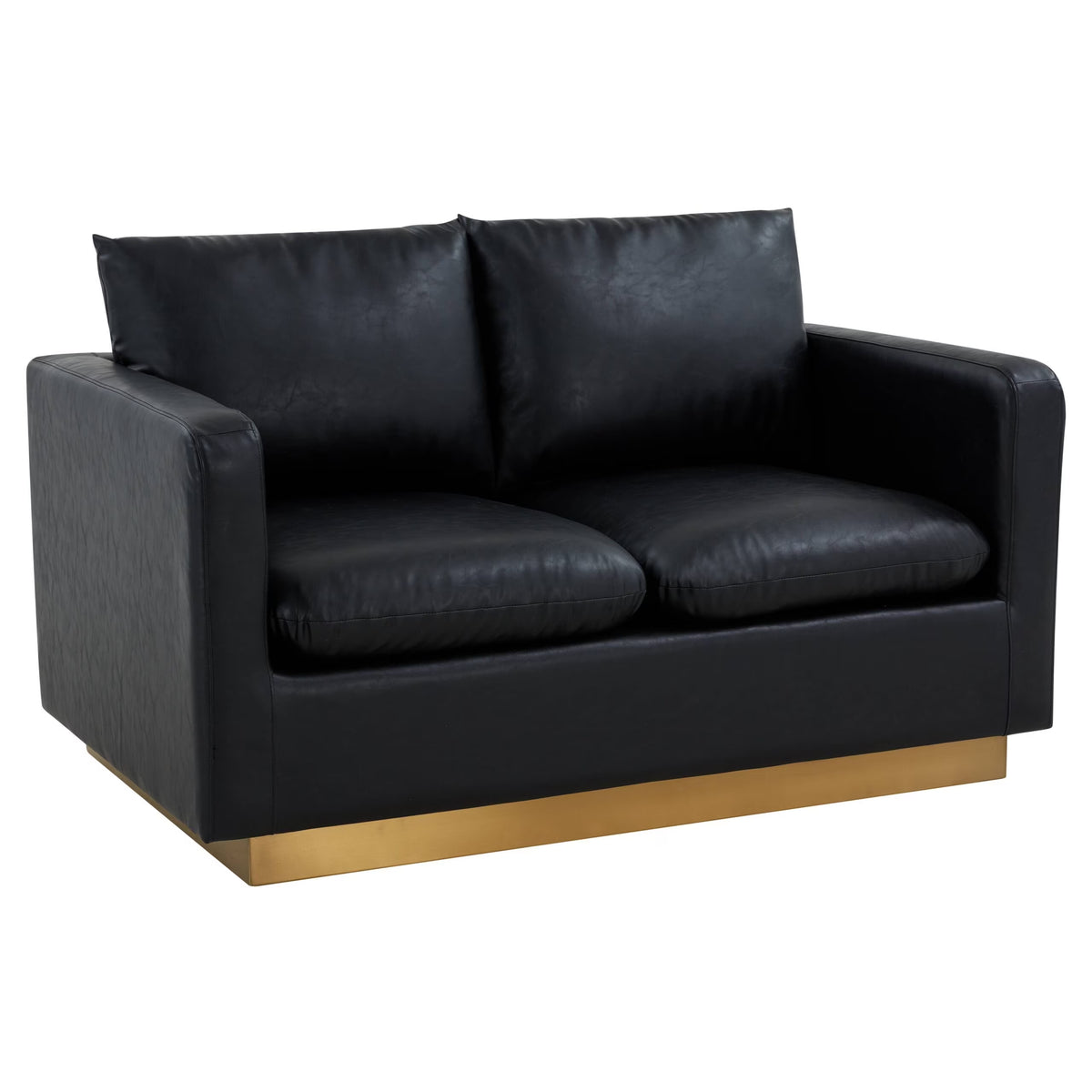Beige Leather Loveseat with Gold Frame N436