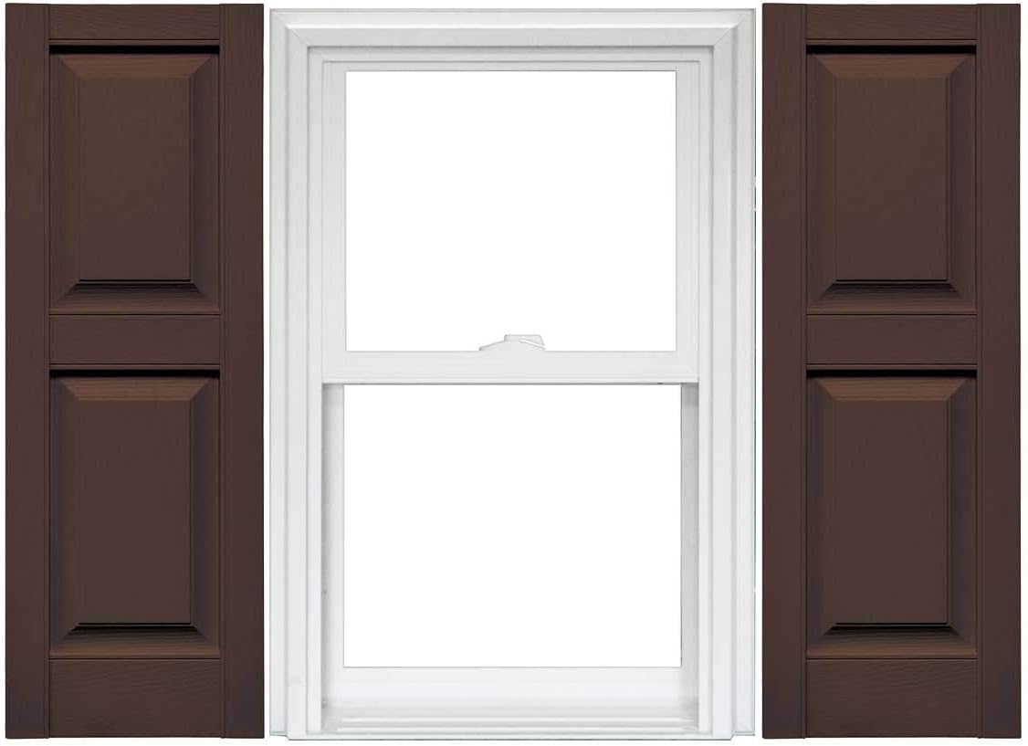 Raised Panel Vinyl Shutters (1 Pair) - 14.75 x 75 Musket Brown C21549