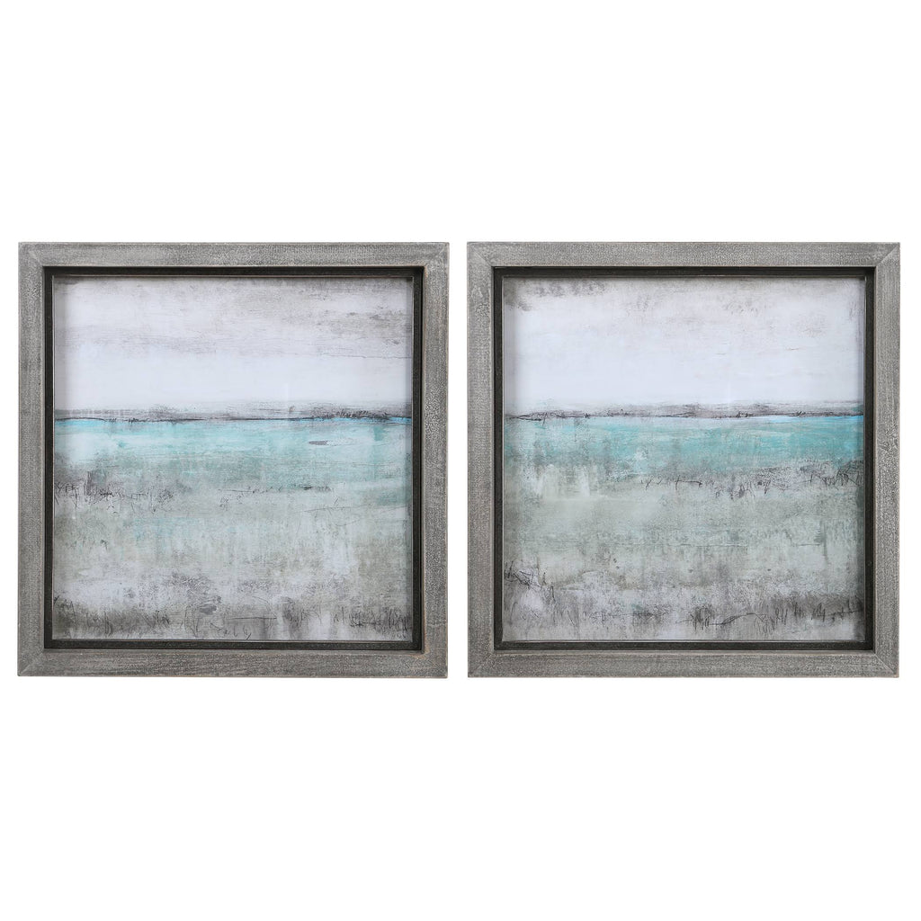 Aqua Horizon Framed Prints Set of 2 V5828