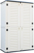 Vertical Storage Shed Outdoor Tool Storage Cabinet (Ivory White, 51.6 Cubic Feet) F946671