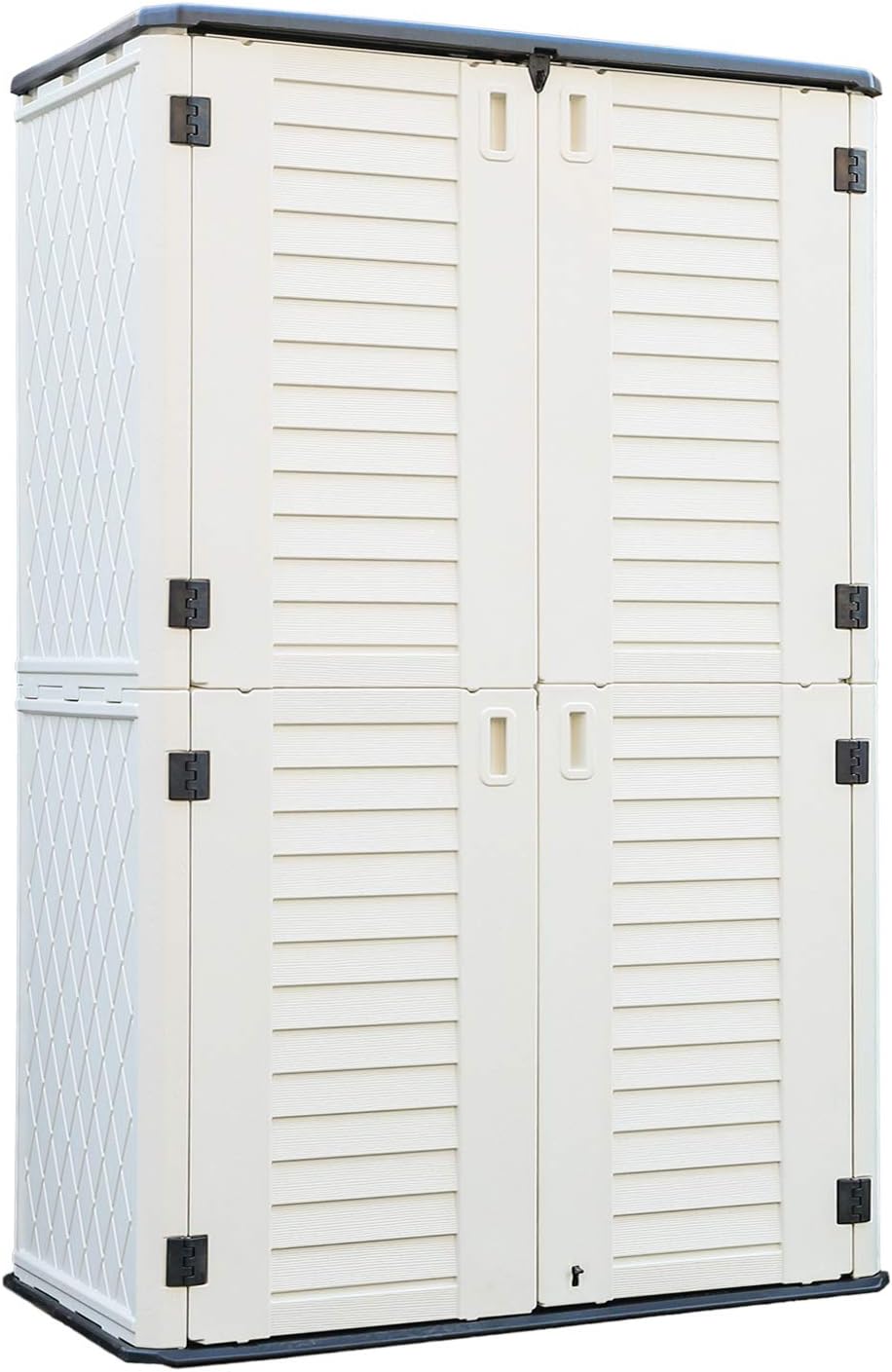 Vertical Storage Shed Outdoor Tool Storage Cabinet (Ivory White, 51.6 Cubic Feet) F946671