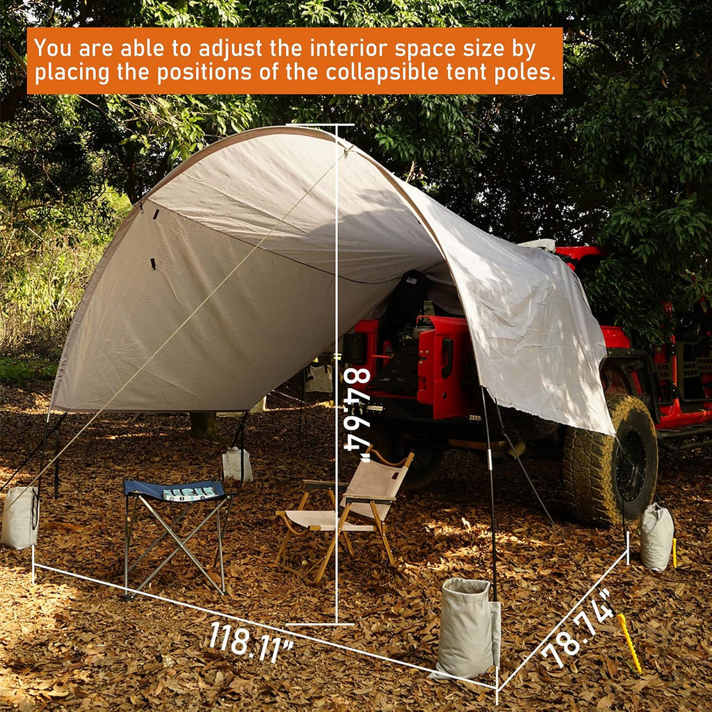 Tear Resistant Tarp Awning Camping Tent with 6 Sandbags S443493