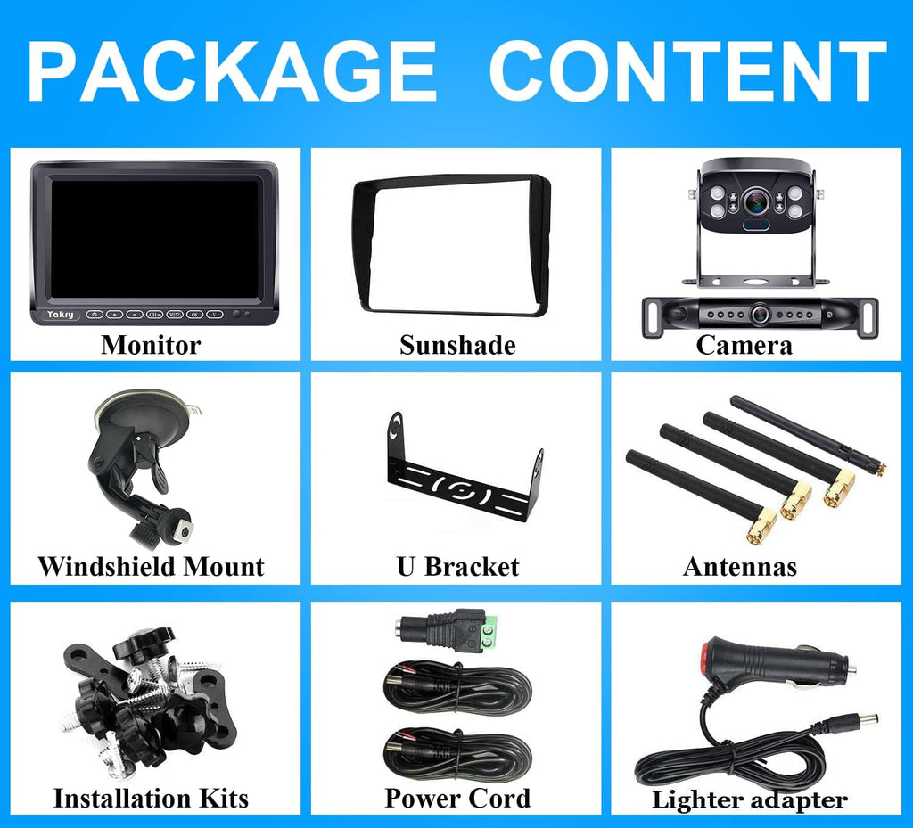 Wireless Backup Camera System with 7 Inch Monitor and 2 Rear View Cameras O408778