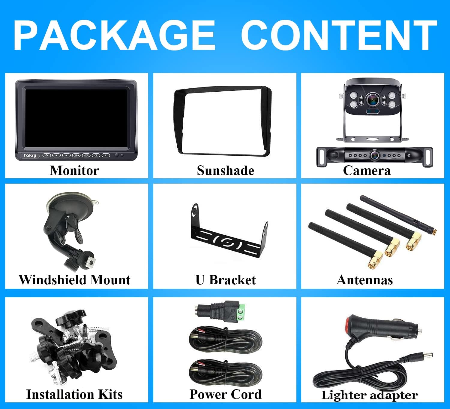 Wireless Backup Camera System with 7 Inch Monitor and 2 Rear View Cameras O408778