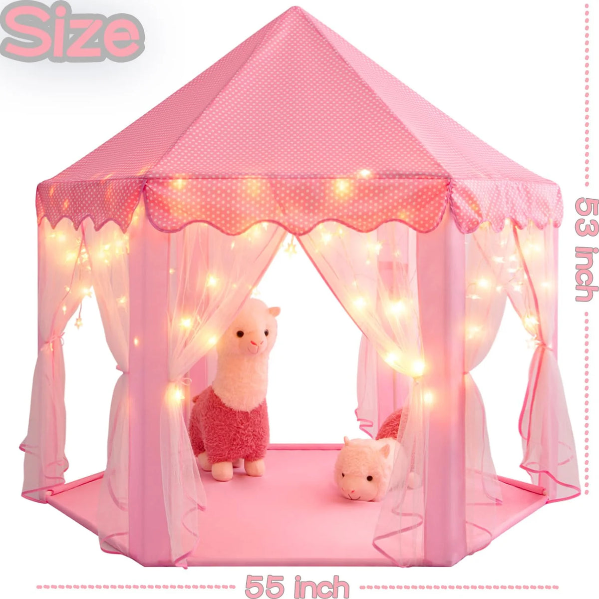 Princess Tent with LED Star Lights, 55'' x 53'' Pink K4650