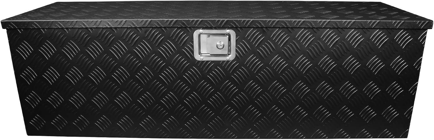 Black Aluminum Underbody Tongue Tool Box Trailer Storage with Lock H97892