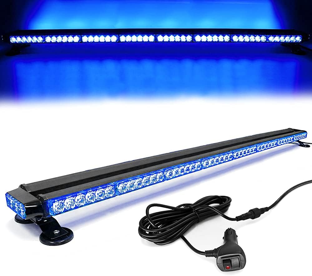 Amber Yellow 38" 78 LED Emergency Warning Strobe Light Bar with Magnetic Base O83896