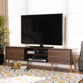 Walnut Brown and Gold Finished Wood TV Stand U266050
