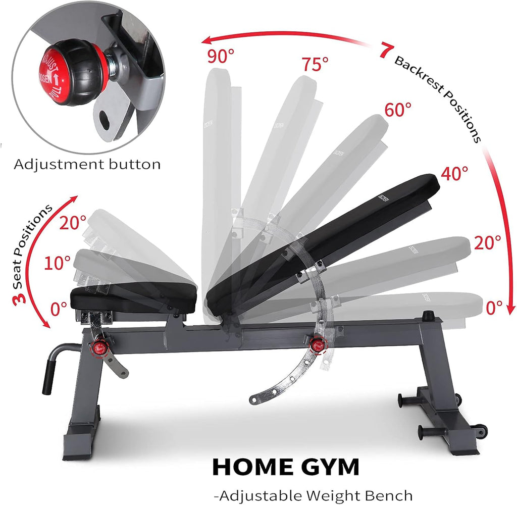 Adjustable Weight Bench with 7 Back Positions 3 Seat Positions I557