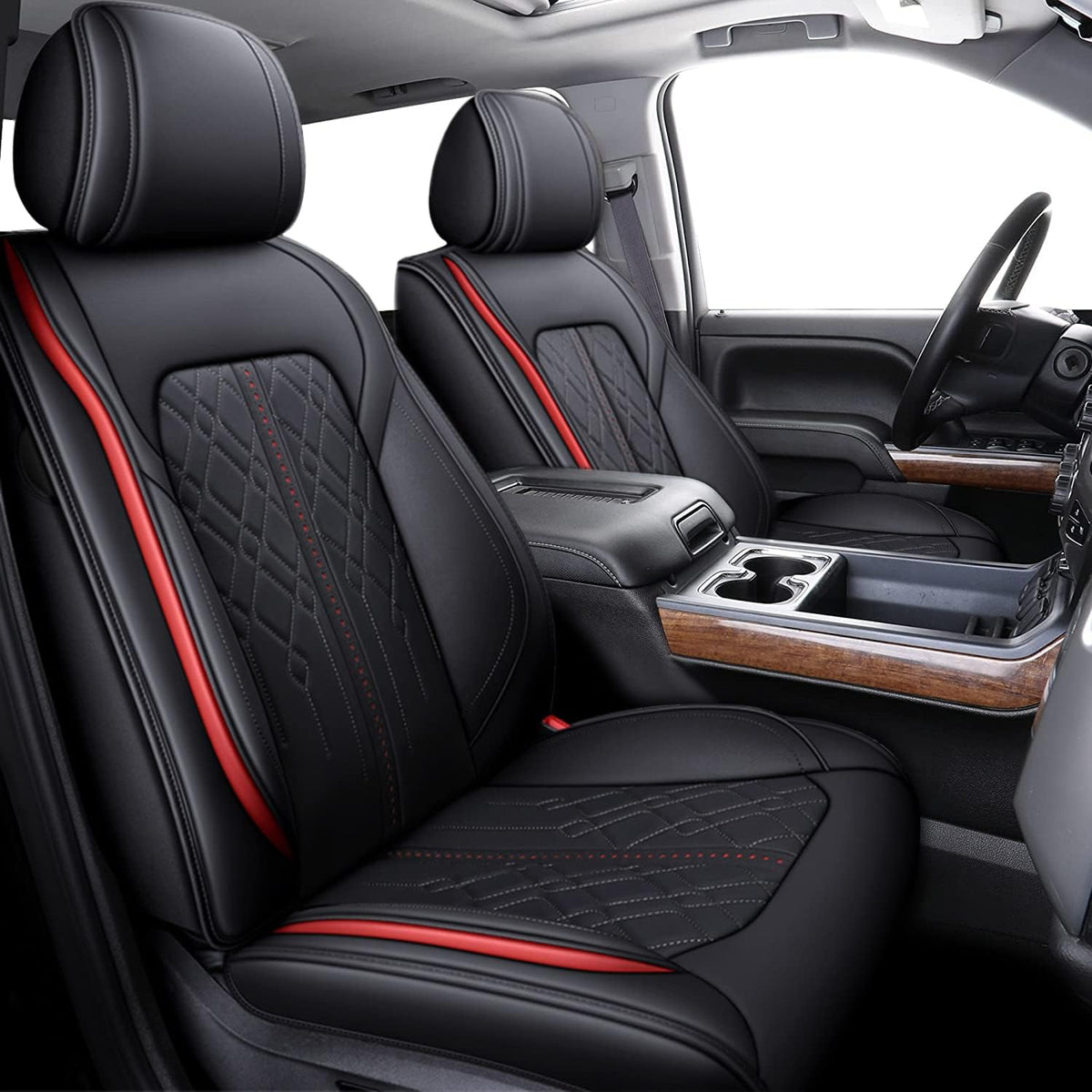 Gray Waterproof Leather Full Set Car Seat Covers R35566