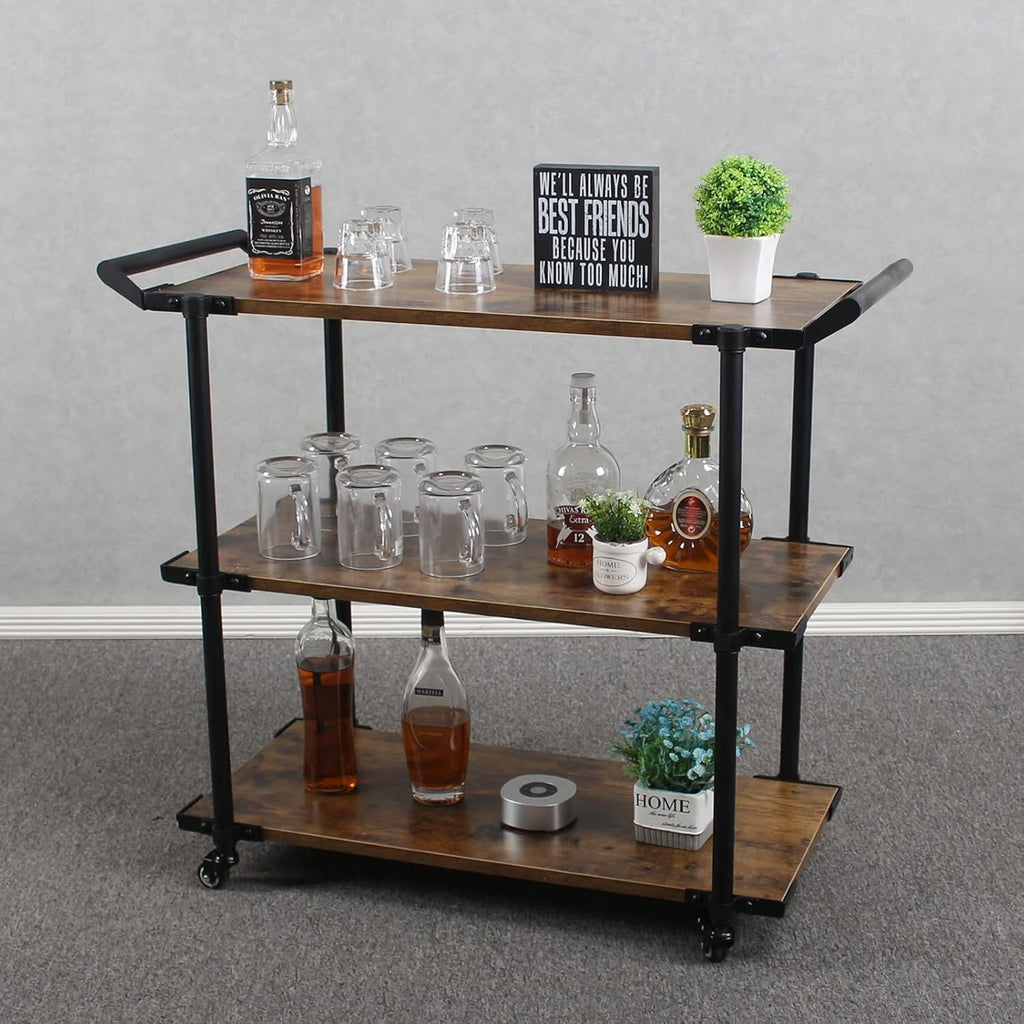 3-Layer Bar Serving Cart on Wheels Q717058