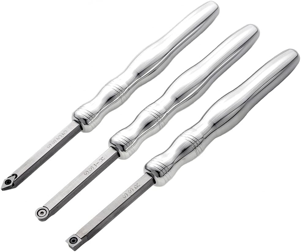 Carbide Lathe Tool Set of 3 Mini Tools with 8 Solid Aluminum Handle, Stainless Steel K471204