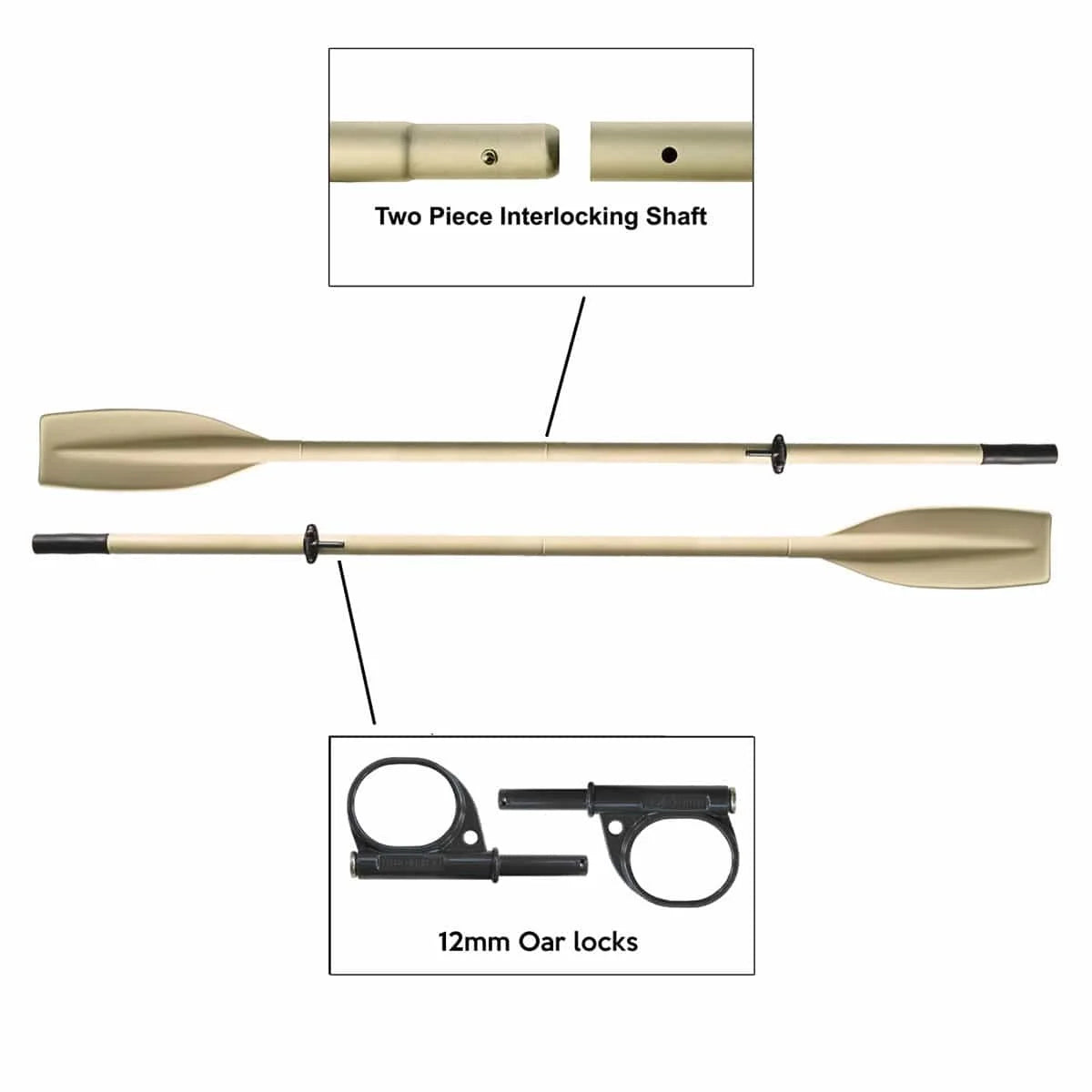Heavy Duty Aluminum Oars, Split Shaft, 2 Piece, Pair J91053