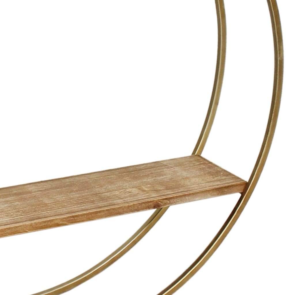 Gold Metal and Wood Wall Shelf I940525