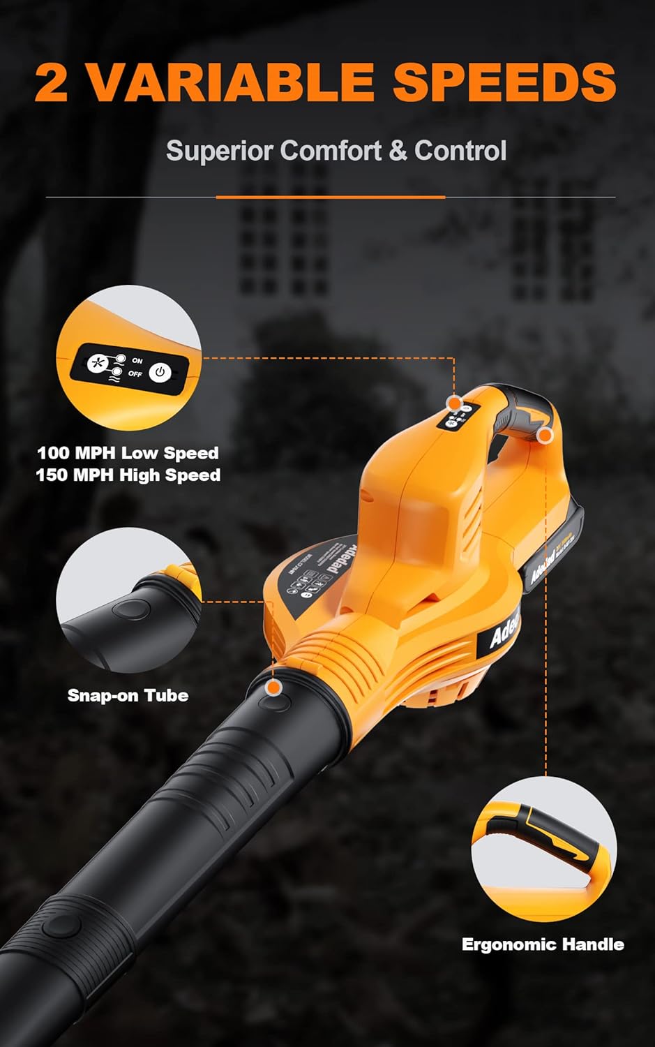 Cordless Handheld Leaf Blower 2.0 Ah 150 MPH Variable-Speed Pack of 2 K9852