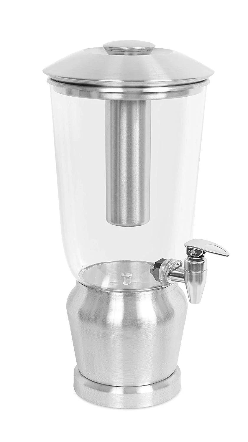 1.5 Gallon Stainless Steel Beverage Dispenser with Ice Container, Stand & Spigot I532