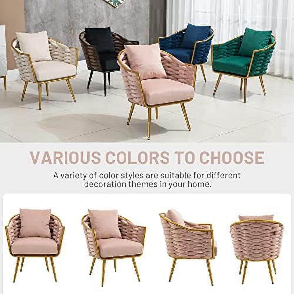Beige Velvet Accent Chair with Pillow O563521