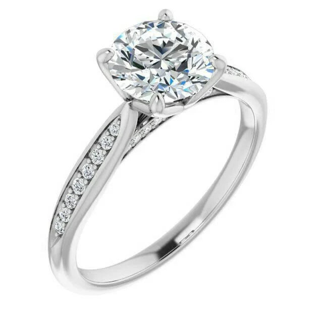 18K White Gold Plated Moissanite Solitaire Engagement Ring H320