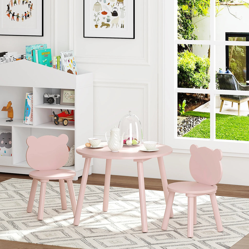 3 Pieces Kids Wood Table and Chair Set F9320