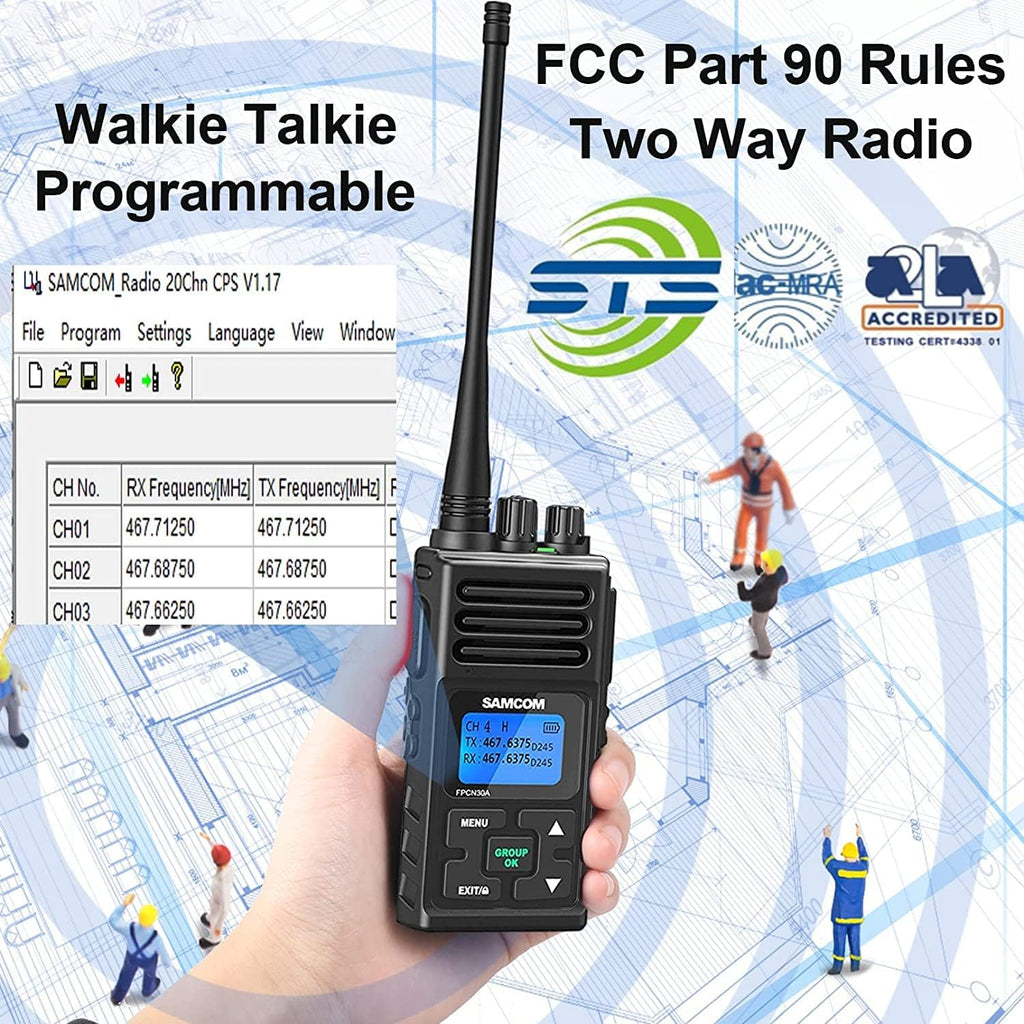 UHF Two-Way Radio Walkie Talkies 5 Watts Rechargeable Hand-held W865