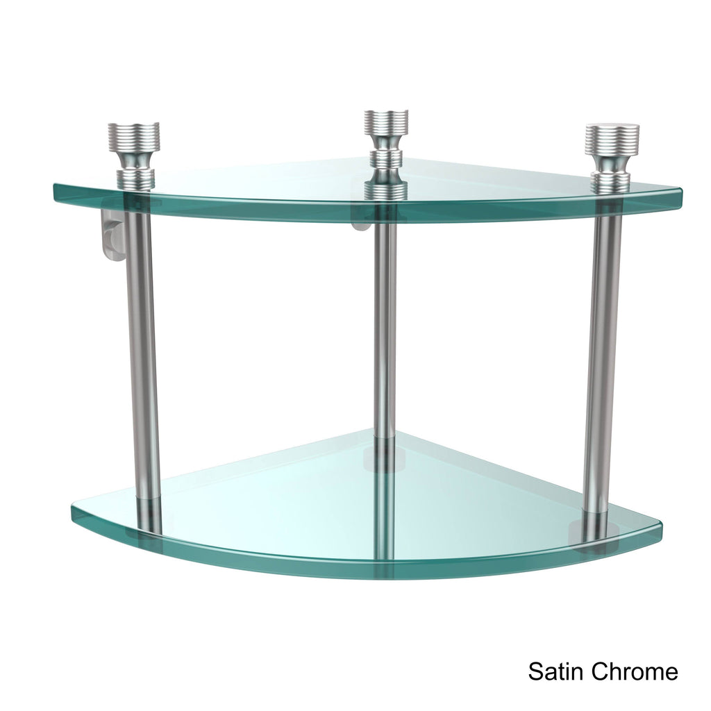 Two Tier Corner Glass Shelf Antique Bronze F2914