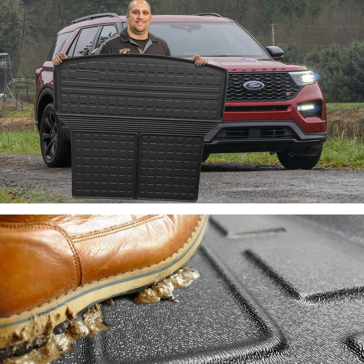Black TPV Rear Trunk Cargo Mat, Pack of 2 C115