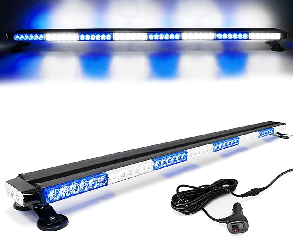 Amber Yellow 38" 78 LED Emergency Warning Strobe Light Bar with Magnetic Base O83896