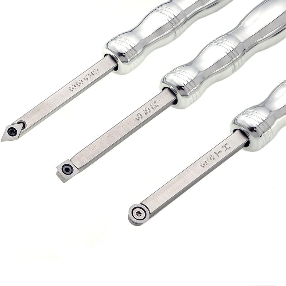 Carbide Lathe Tool Set of 3 Mini Tools with 8 Solid Aluminum Handle, Stainless Steel K471204