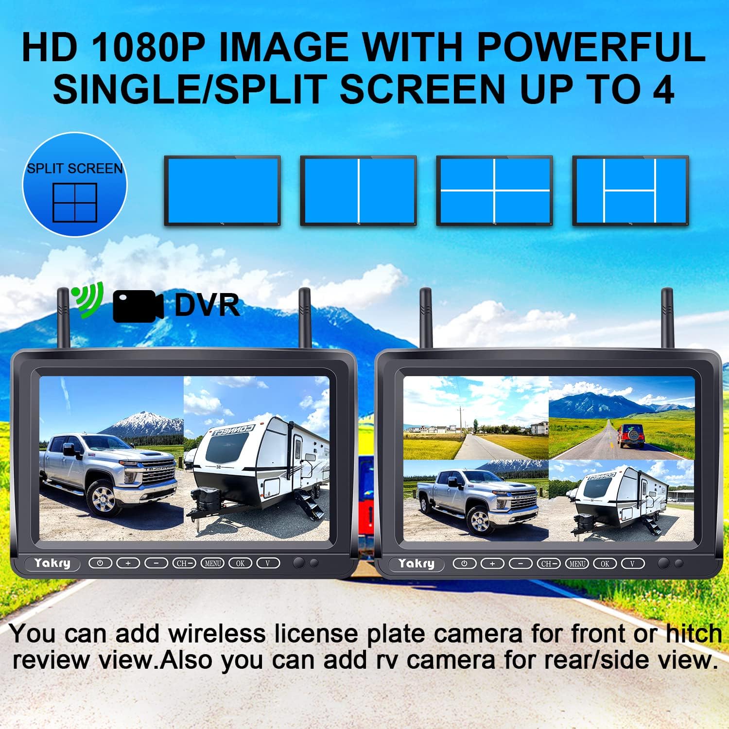 Wireless Backup Camera System with 7 Inch Monitor and 2 Rear View Cameras O408778