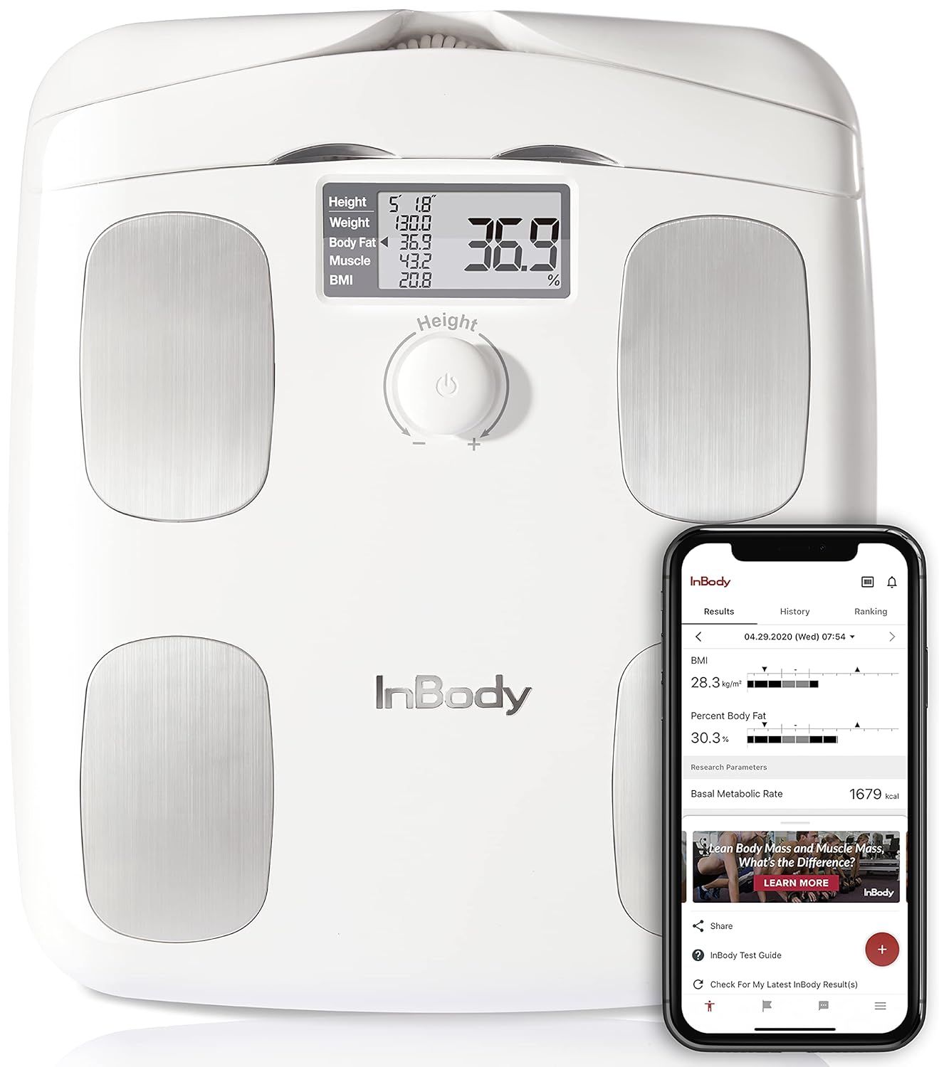 Soft White Full Body Composition Analyzer Scale N324965