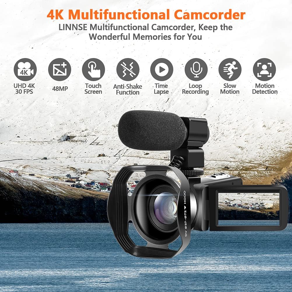 4K 48MP WiFi Camcorder with Touch Screen IR Night Vision J6592