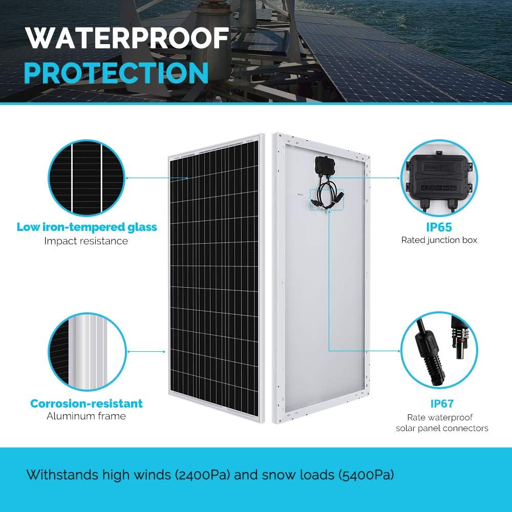 2PCS 100 Watt 12 Volt Monocrystalline Solar Panels I83897