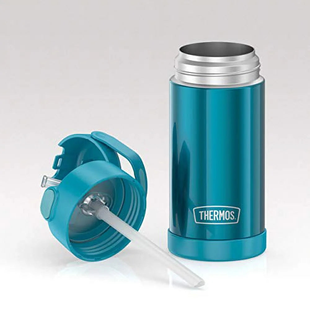 Teal 12 Ounce Stainless Steel Vacuum Insulated Kids Straw Bottle L867