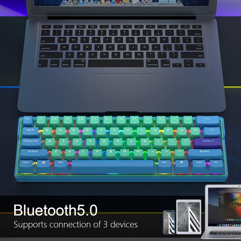 Wireless 60% Hot Swappable RGB Mechanical Keyboard with PBT Keycaps A149