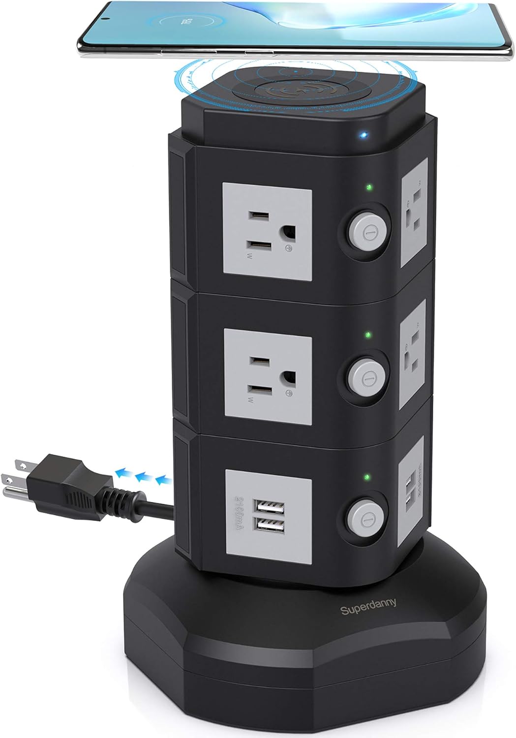 Gold 2 Pc Power Strip Tower with 12 AC Outlets and 6 USB Ports O8223