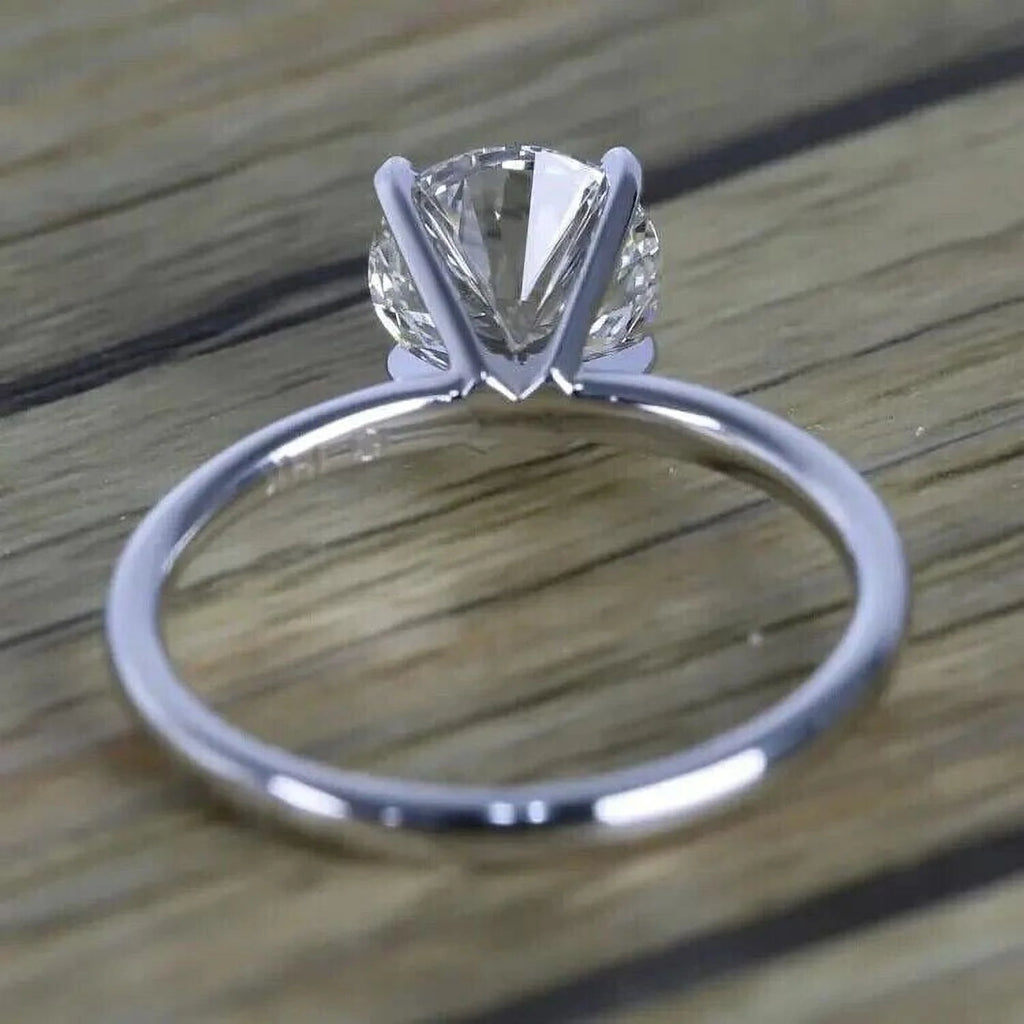 14K White Gold Finish Solitaire Engagement Ring A9102