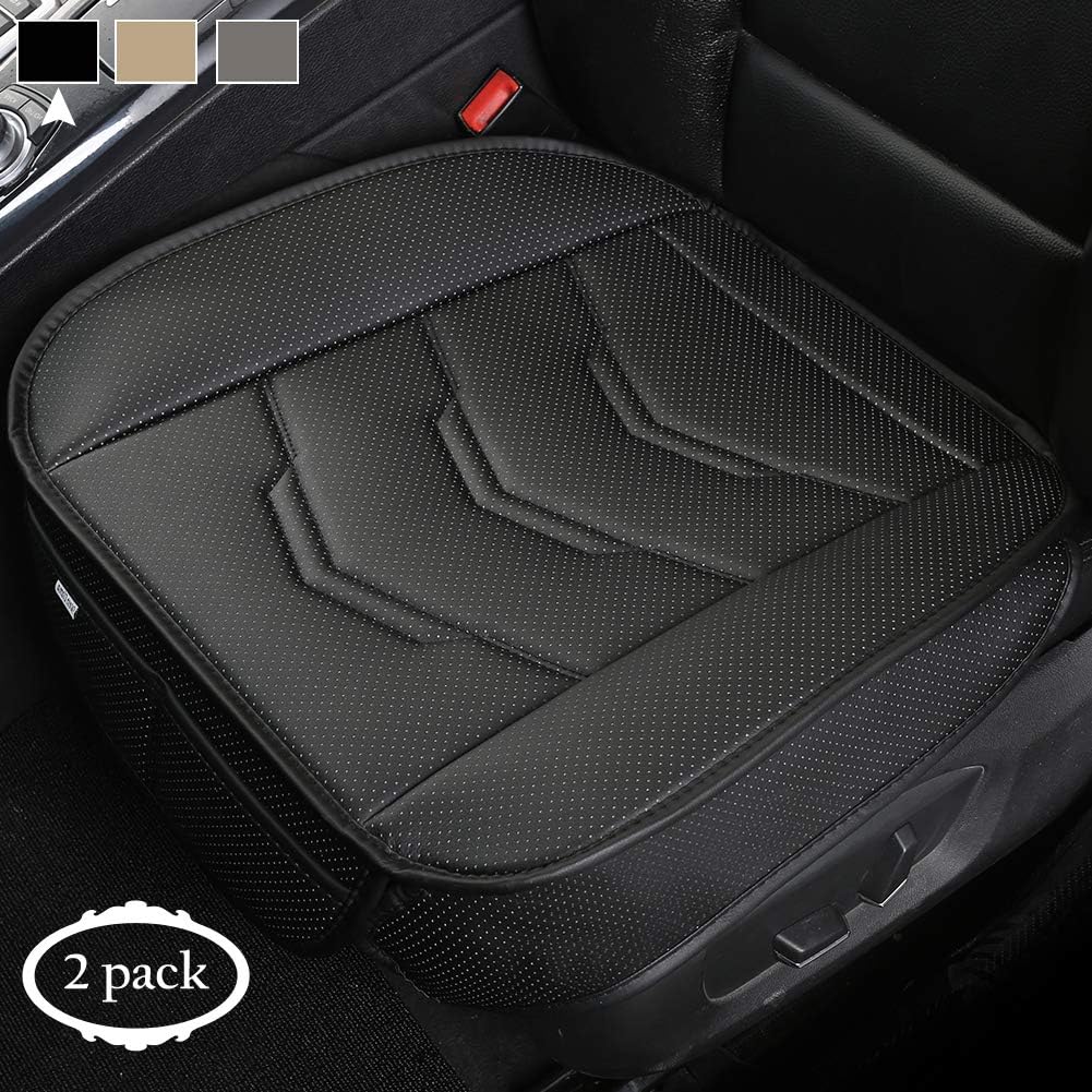 2 Pack Black PU Leather Front Car Seat Bottom Covers Pad Mat N9222