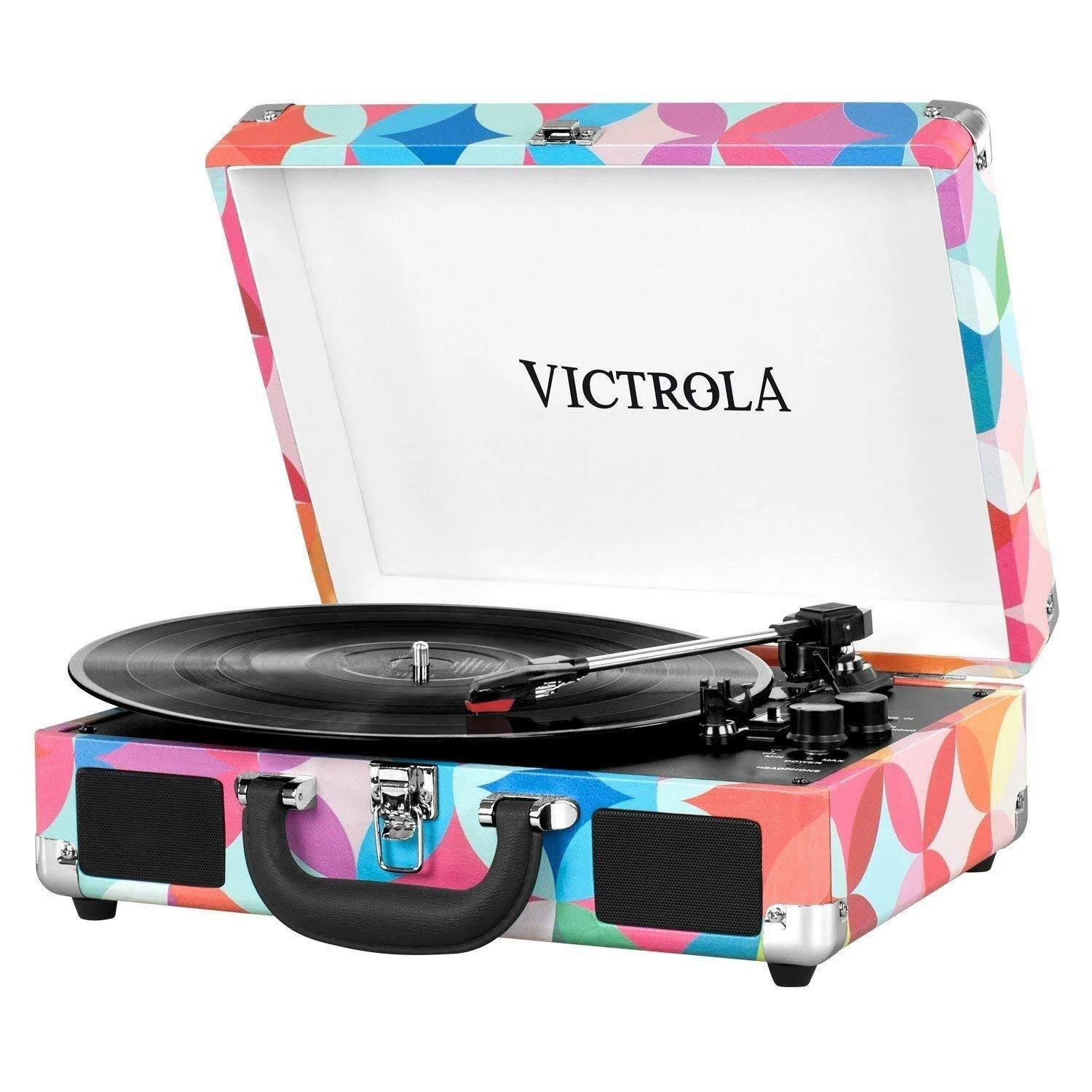 Bluetooth Suitcase Record Player with 3-Speed Turntable T941