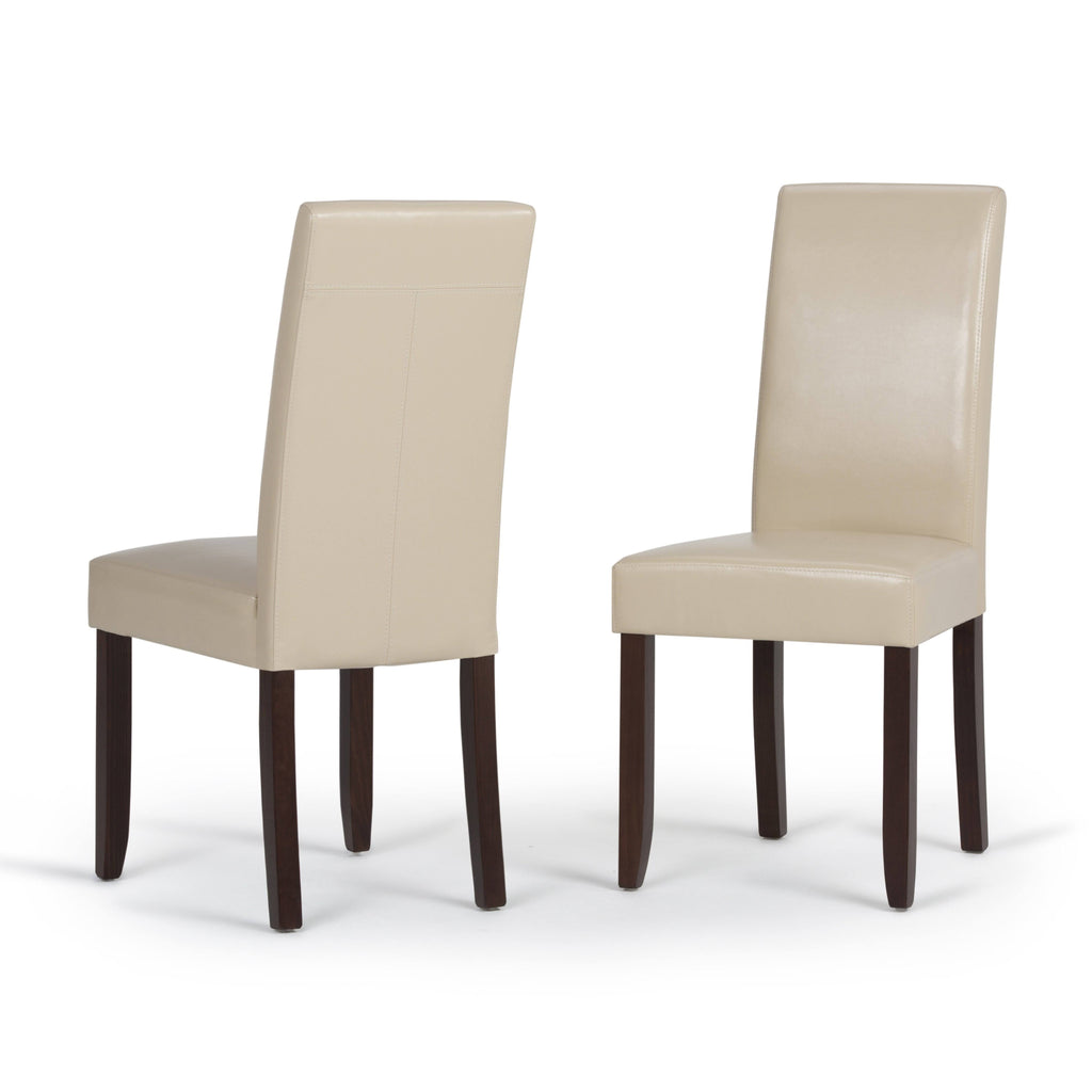 Faux Leather Parson Dining Chair, Satin Cream, Set of 2 Q325866