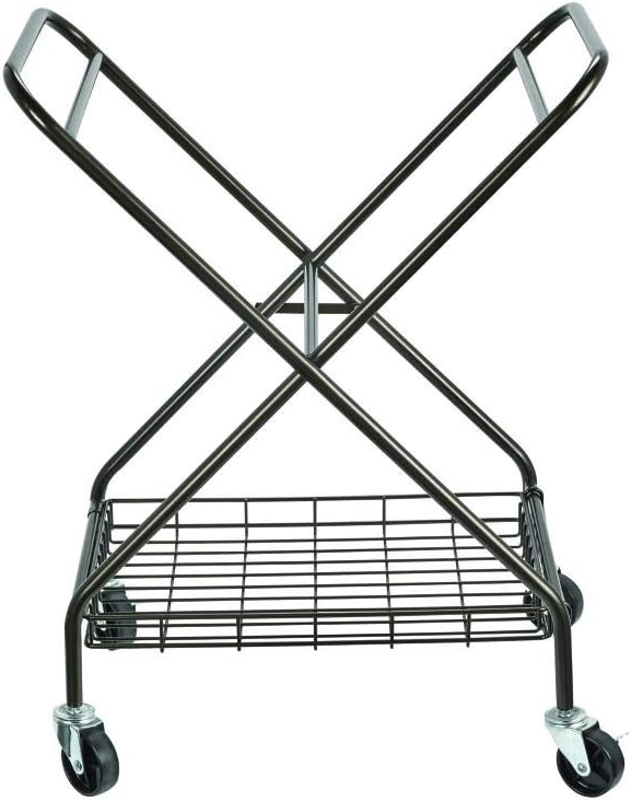 Collapsible Metal Laundry Cart with Removable Basket & Canvas Bag, Antique Black J8944