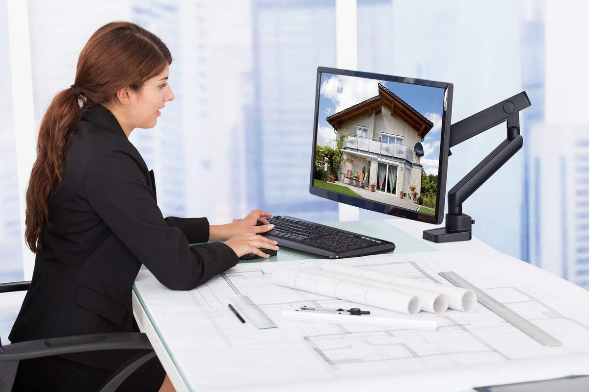 Single Monitor Arm Mount with C-Clamp and Grommet Bases F71721
