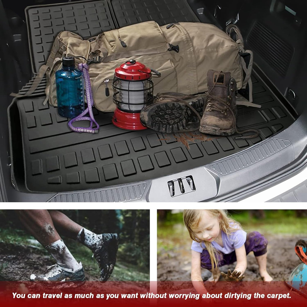 Black TPV Rear Trunk Cargo Mat, Pack of 2 C115
