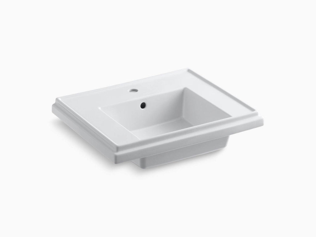 White Pedestal Bathroom Sink Basin with Single Faucet Hole V522