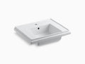 White Pedestal Bathroom Sink Basin with Single Faucet Hole V522