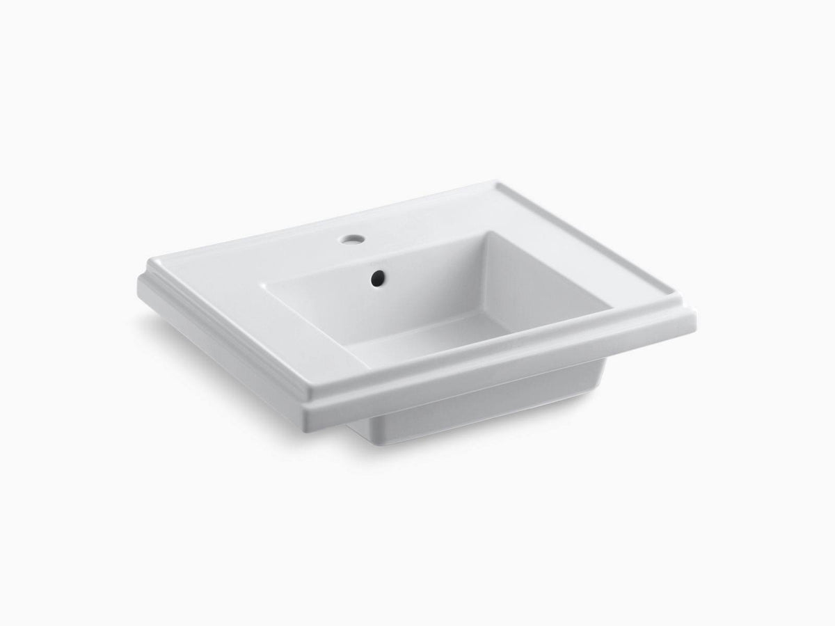 White Pedestal Bathroom Sink Basin with Single Faucet Hole V522