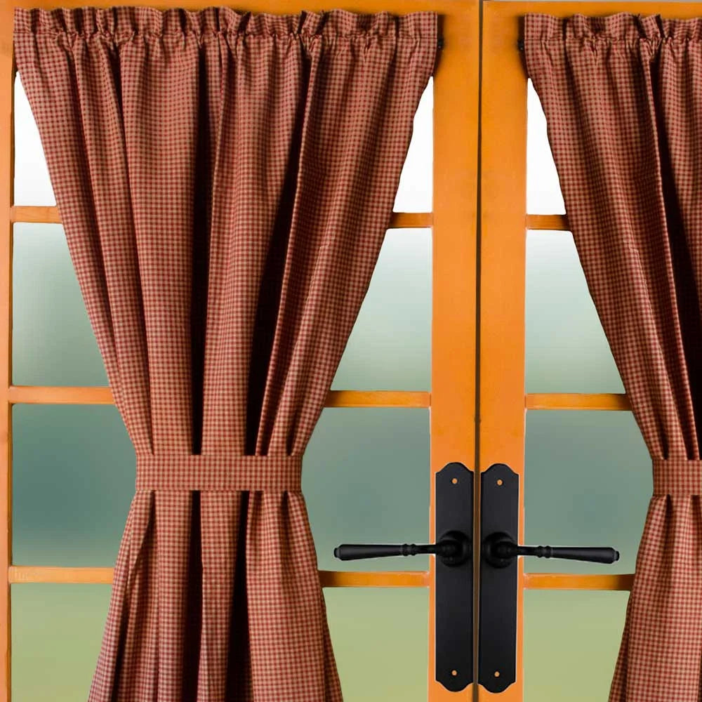 Barn Red 42" x 72" Lined Cotton French Door Panel T642